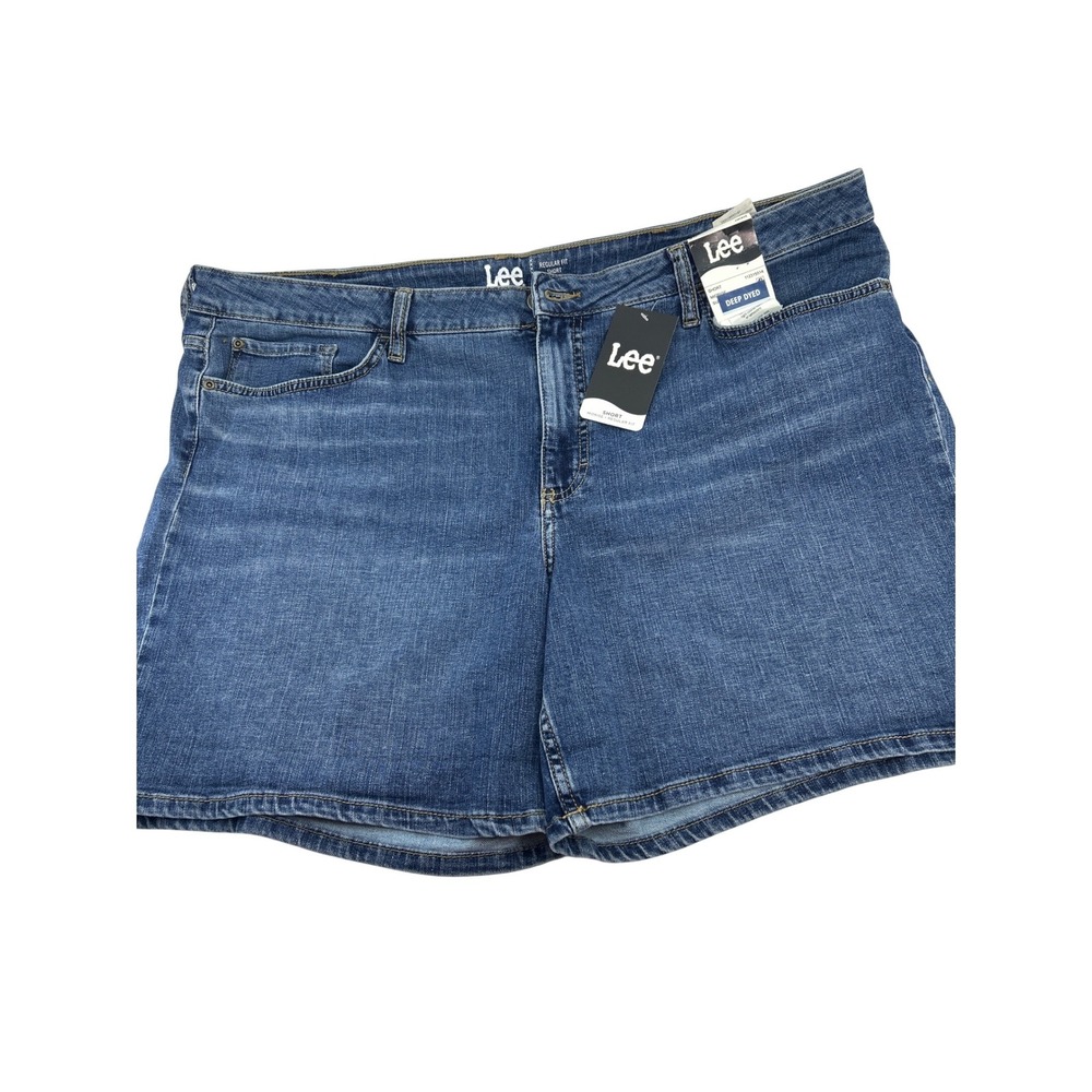 Lee Womens Regular Fit Mid Rise Denim Shorts Deep Dyed‎ Blue Size 22 New